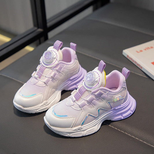 Girls' Princess Sneakers All-Match Mesh Breathable Torre Shoes for Spring Autumn New Elementary School Slip-On Closure