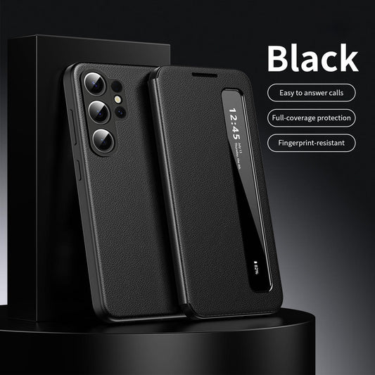 Samsung S22/S23/S24/S25/S26 Ultra Smart Side Window Flip Cover | Shockproof Full Protection Phone Case