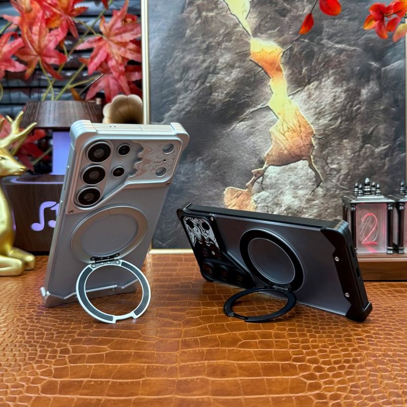 Luxury Matte Translucent Metal Case with 360° Magnetic Stand for Samsung Ultra Series