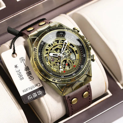 Fngeen A275 Retro Automatic Mechanical Men's Watch | Genuine Leather Strap