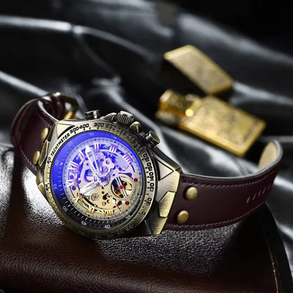 Fngeen A275 Retro Automatic Mechanical Men's Watch | Genuine Leather Strap