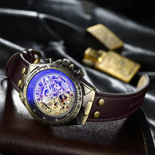 Fngeen A275 Retro Automatic Mechanical Men's Watch | Genuine Leather Strap