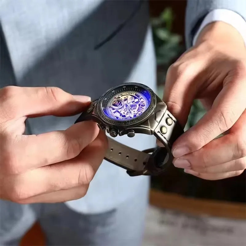 Fngeen A275 Retro Automatic Mechanical Men's Watch | Genuine Leather Strap