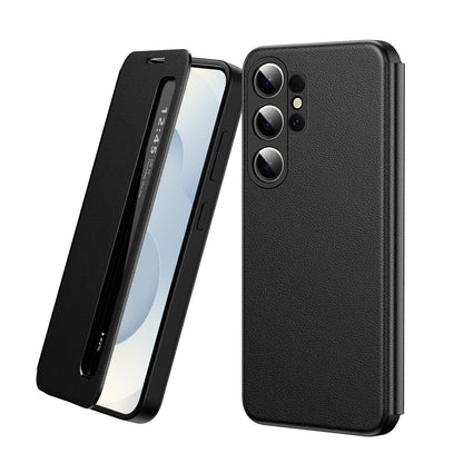 Samsung S22/S23/S24/S25/S26 Ultra Smart Side Window Flip Cover | Shockproof Full Protection Phone Case