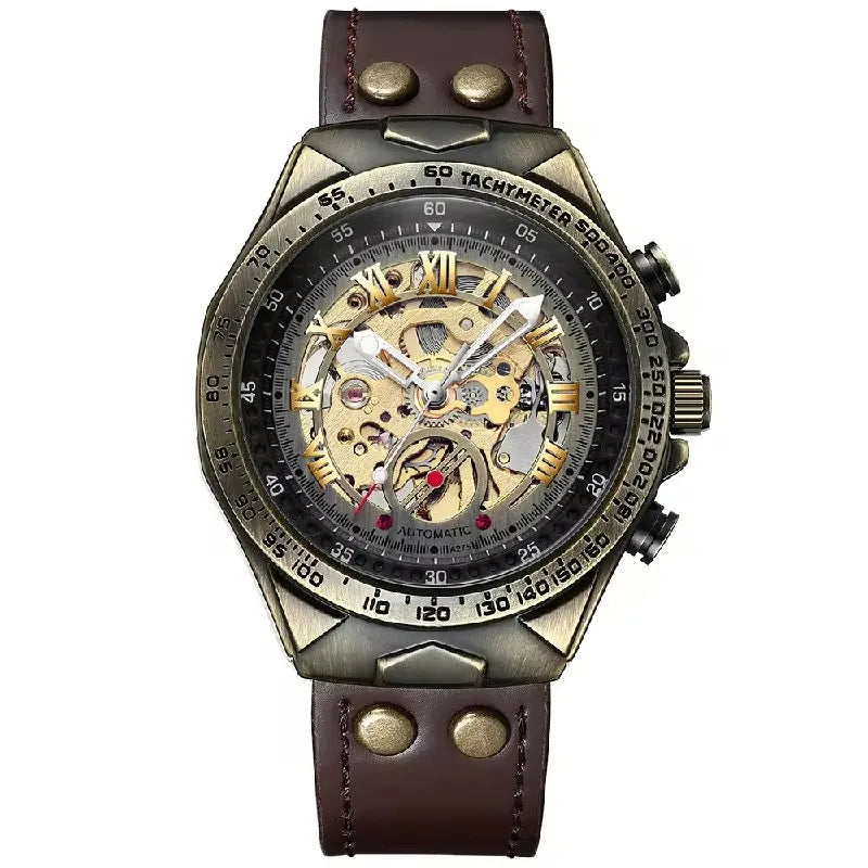 Fngeen A275 Retro Automatic Mechanical Men's Watch | Genuine Leather Strap