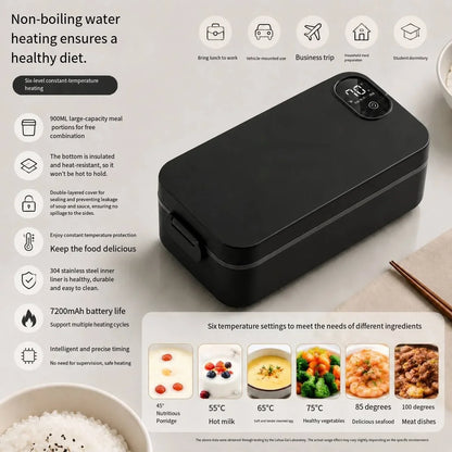 Rechargeable Water-Free Electric Lunch Box | 1L USB Food Warmer