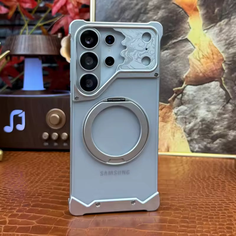 Luxury Matte Translucent Metal Case with 360° Magnetic Stand for Samsung Ultra Series